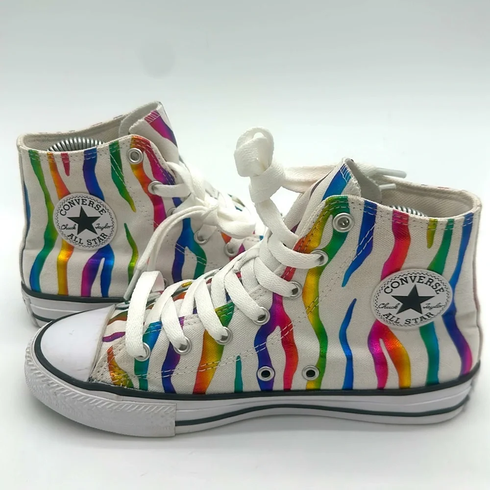Converse Chuck Taylor Metallic Rainbow Stripe All Star Sneakers Junior Size US 4